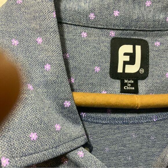 MWT FootJoy Mens Blue Purple Floral Polyester Spandex Mesh Golf Polo Shirt 2XL - Picture 5 of 7